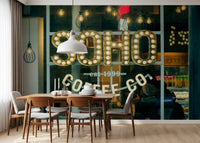 Urban Coffee House Neon Sign Wall Mural
