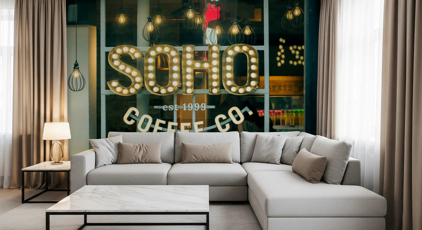 Urban Coffee House Neon Sign Wall Mural