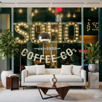 Urban Coffee House Neon Sign Wall Mural
