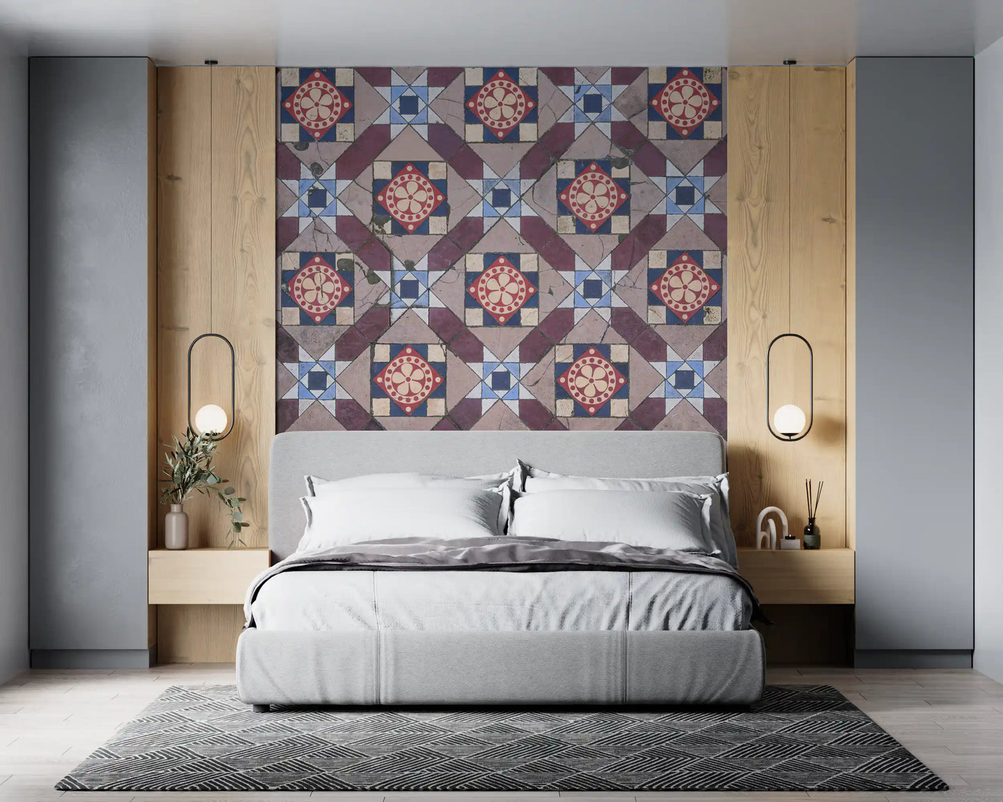 Victorian Geometric Floral Medallion Wall Mural