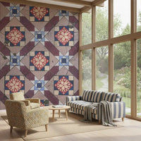Victorian Geometric Floral Medallion Wall Mural
