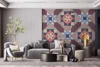 Victorian Geometric Floral Medallion Wall Mural