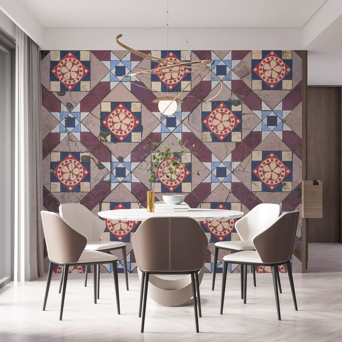 Victorian Geometric Floral Medallion Wall Mural