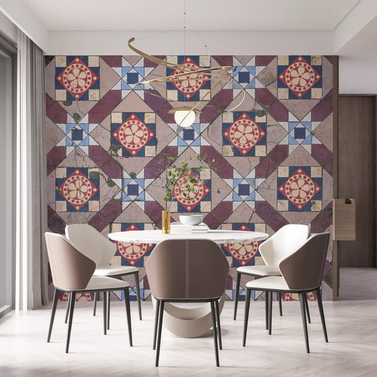 Victorian Geometric Floral Medallion Wall Mural