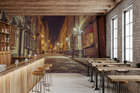 Nocturnal Cobbled Alleyway Wall Mural