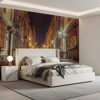 Nocturnal Cobbled Alleyway Wall Mural