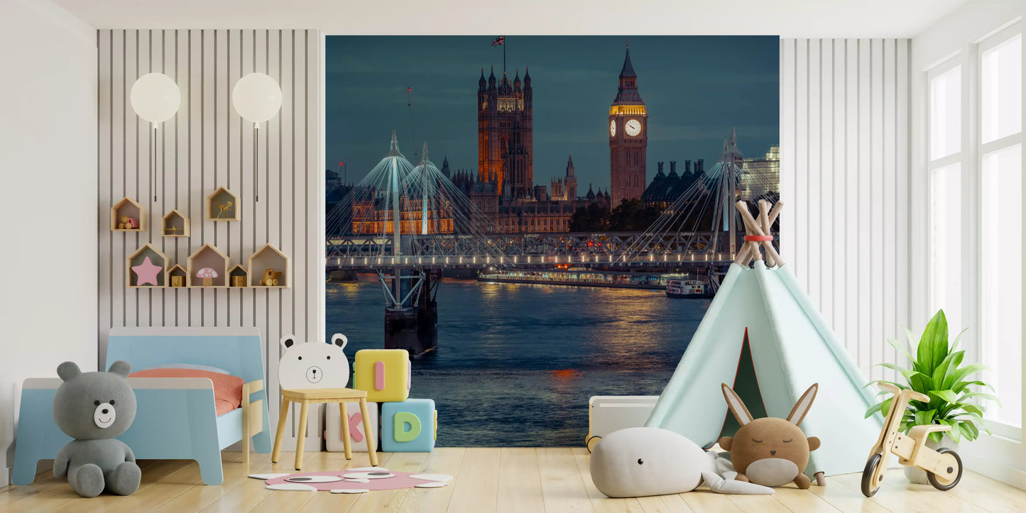 London Twilight Skyline Bridge Wall Mural