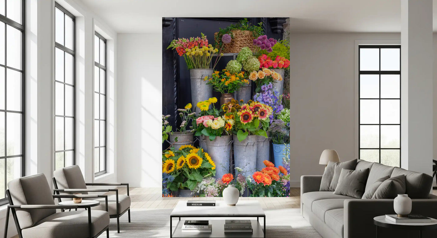 Rustic Floral Market Stall Wall Mural