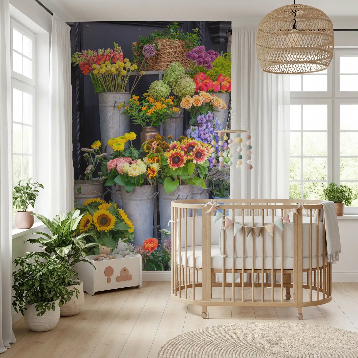 Rustic Floral Market Stall Wall Mural