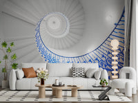 Cobalt Spiral Staircase Architectural Detail Wall Mural