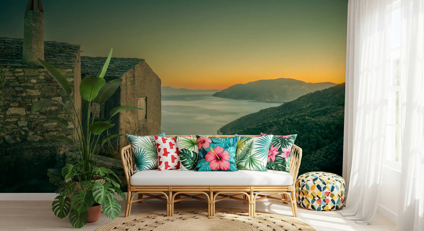 Mediterranean Cliffside Haven Wall Mural