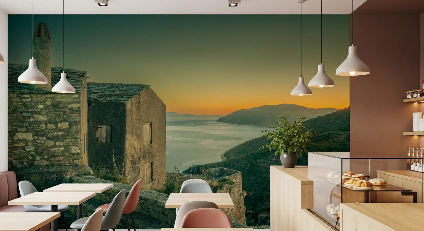 Mediterranean Cliffside Haven Wall Mural
