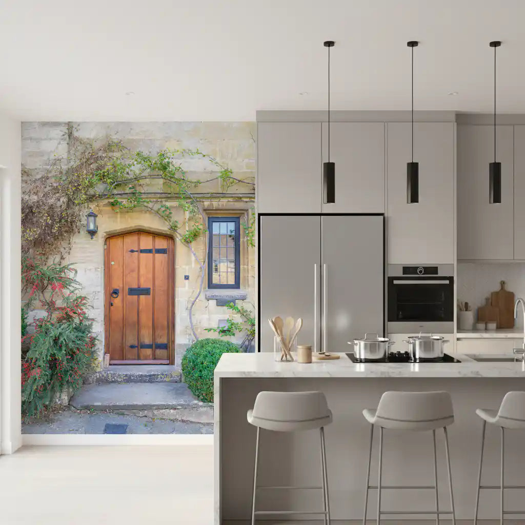 Cotswold cottage entrance wall mural warming a Kitchen and dining room GD11219
