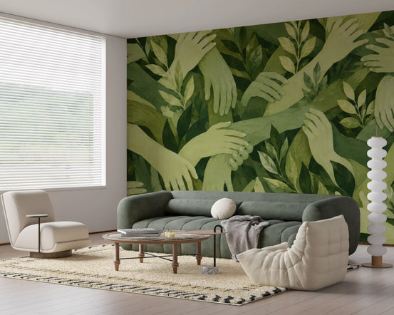 Intertwined Foliage Hands Wall Mural