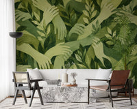 Intertwined Foliage Hands Wall Mural