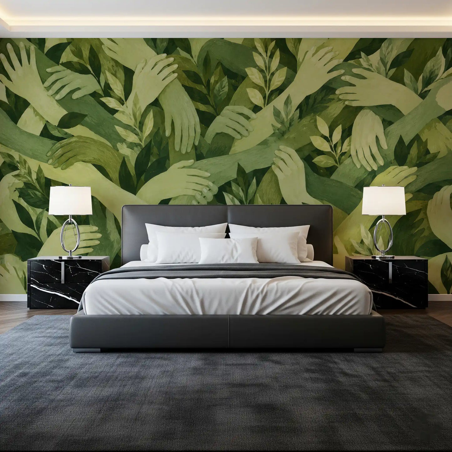Intertwined Foliage Hands Wall Mural