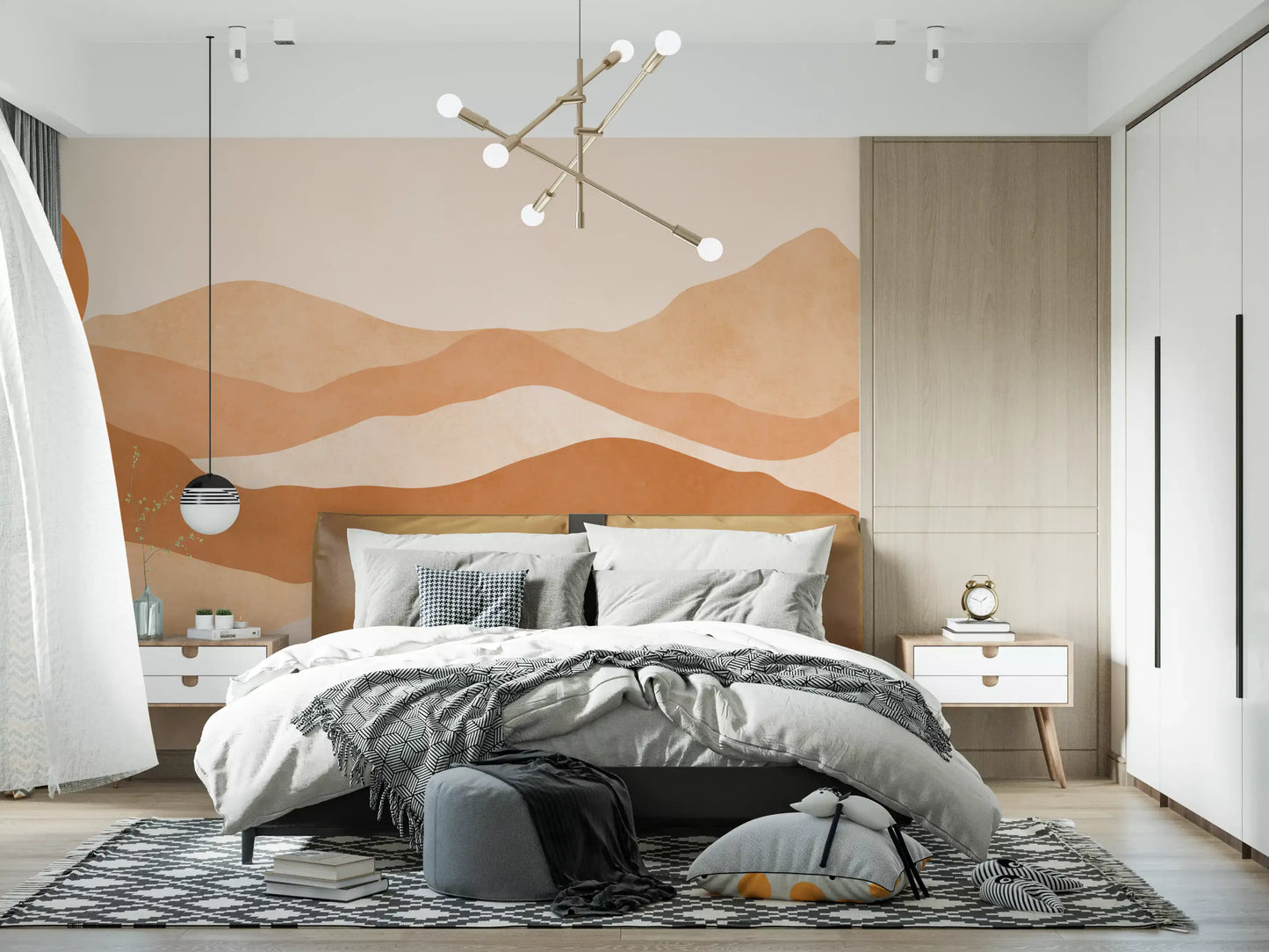 Desert Sunset Minimalist Peaks Wall Mural