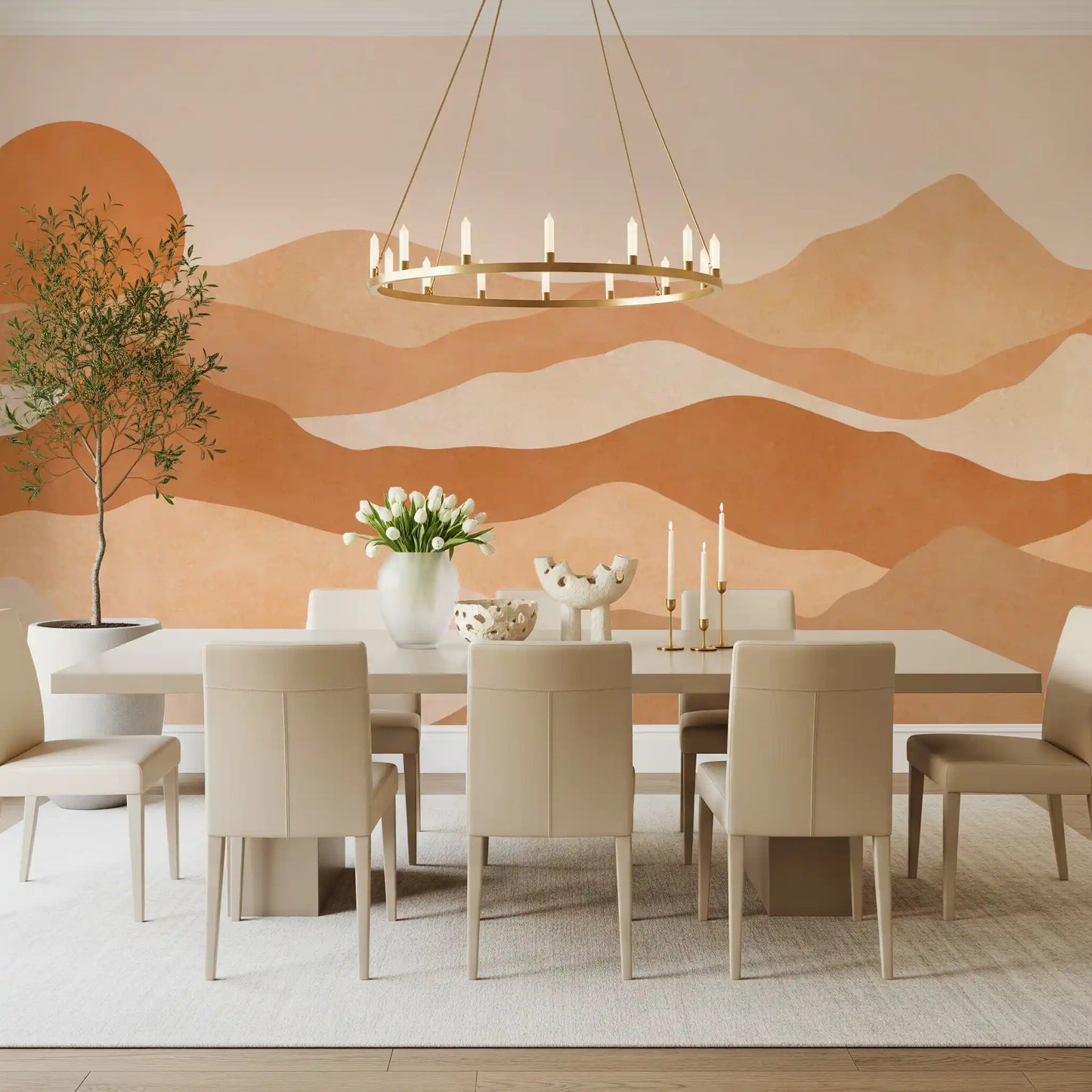 Desert Sunset Minimalist Peaks Wall Mural