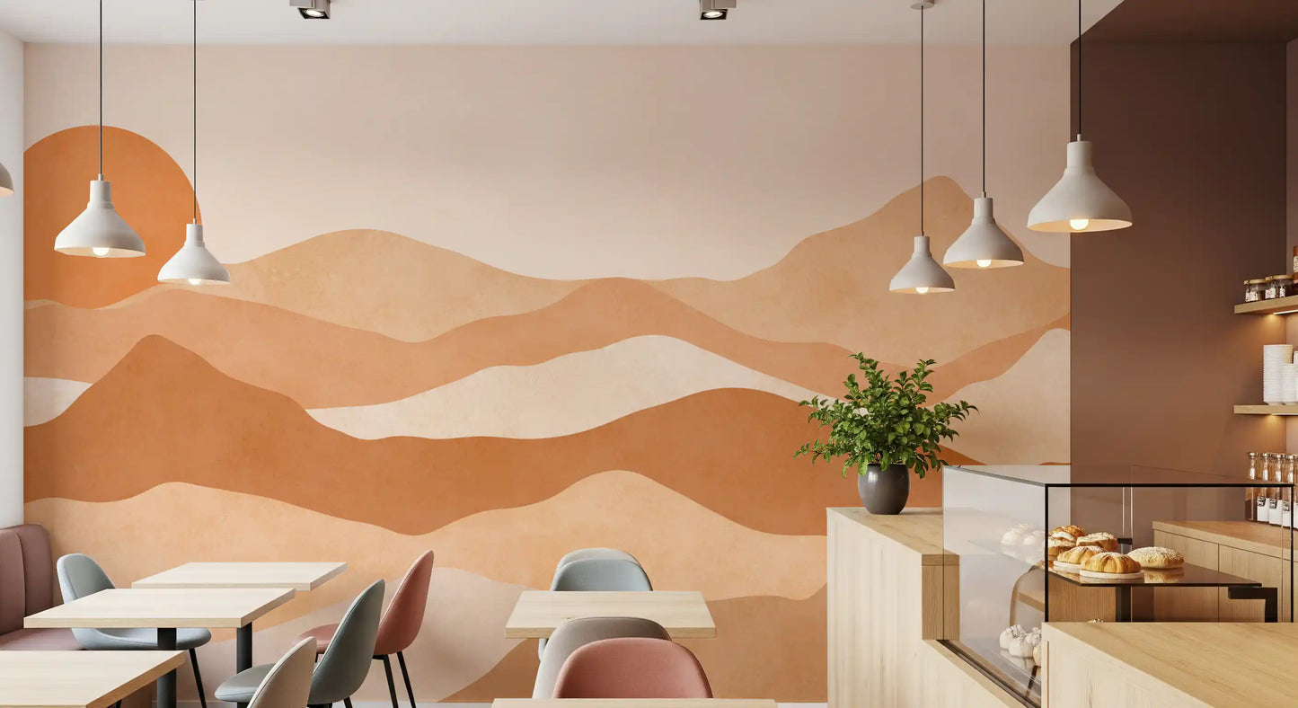 Desert Sunset Minimalist Peaks Wall Mural