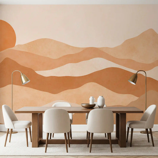 Burnt sun over tan peaks styling a Dining room, a minimalist wall mural GD11225
