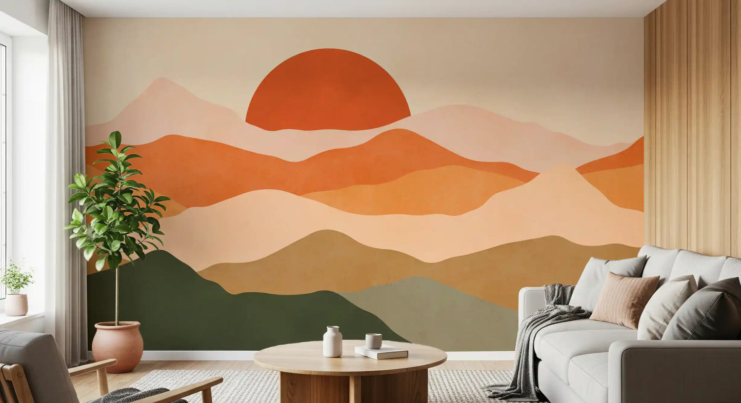 Minimalist Sunset Peaks Wall Mural
