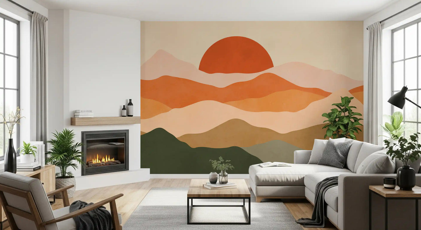 Minimalist Sunset Peaks Wall Mural