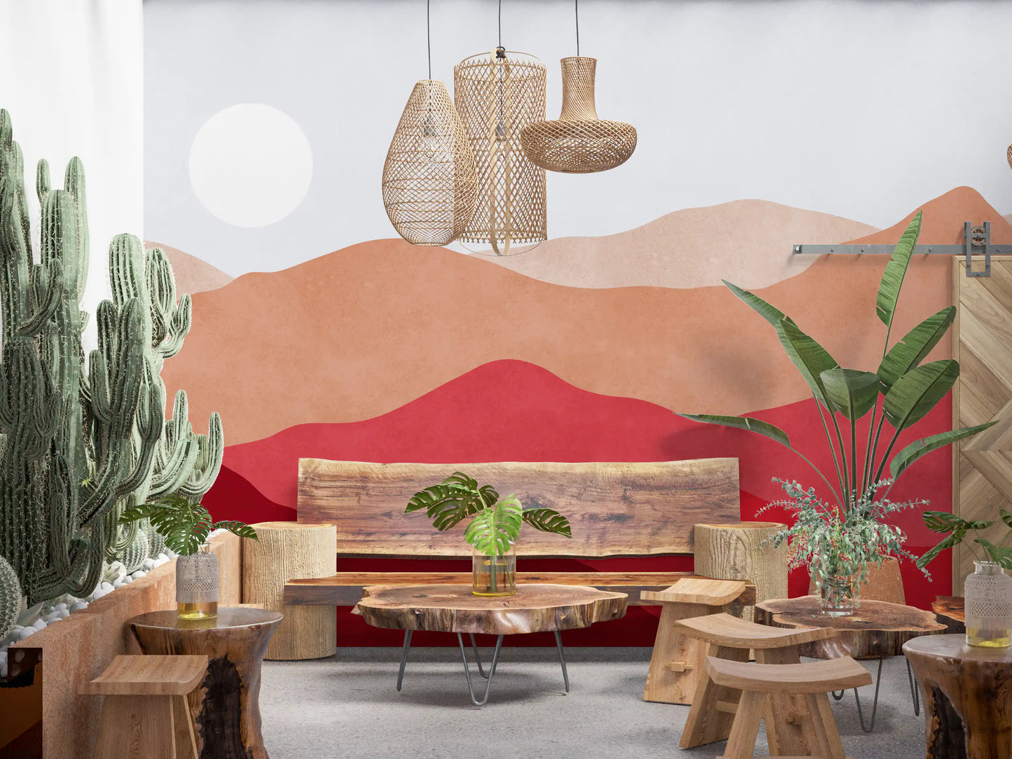 Crimson Mountain Horizon Wall Mural