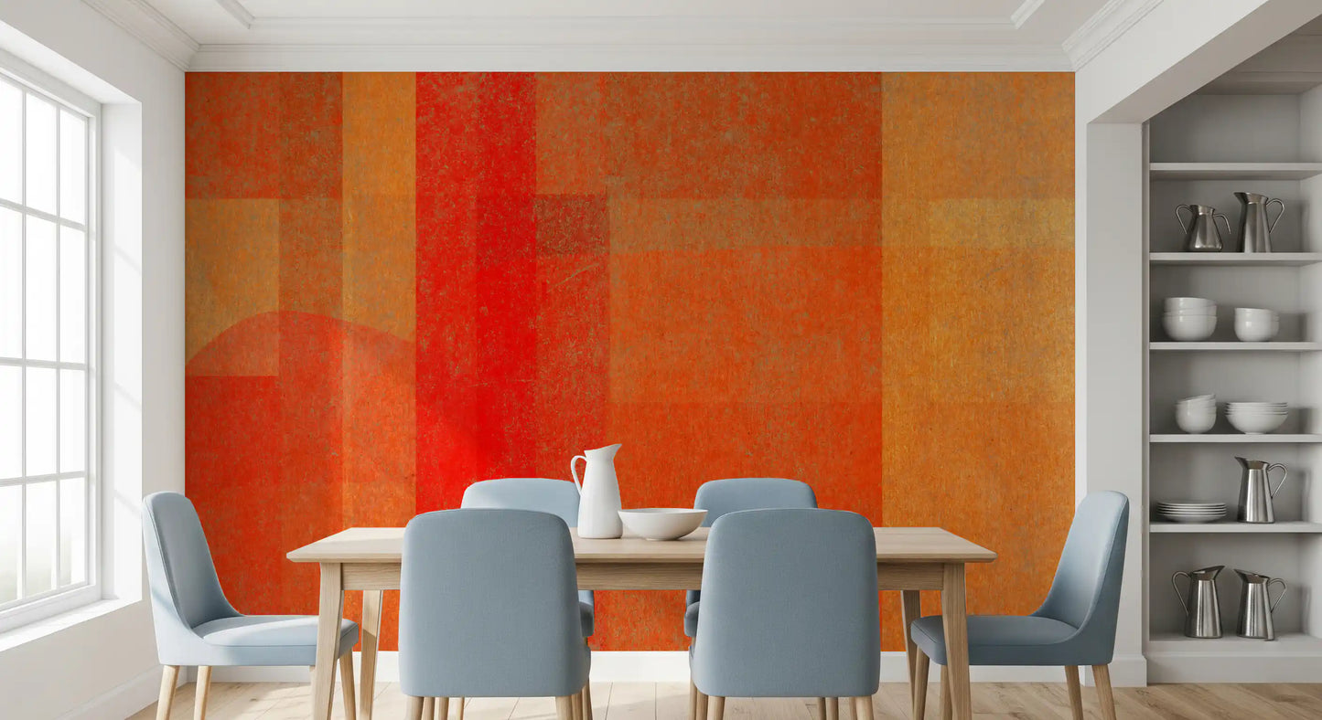 Fiery Sunset Abstract Geometry Wall Mural