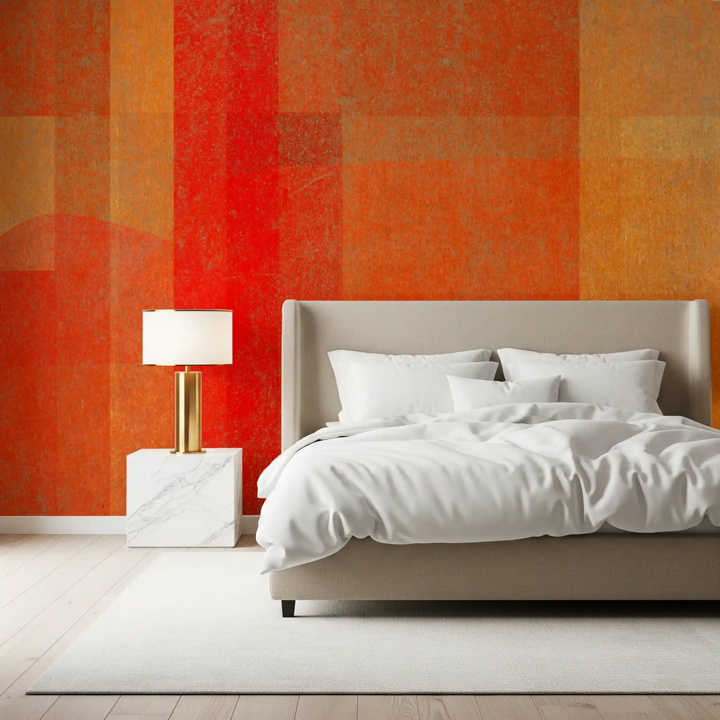 Fiery Sunset Abstract Geometry Wall Mural