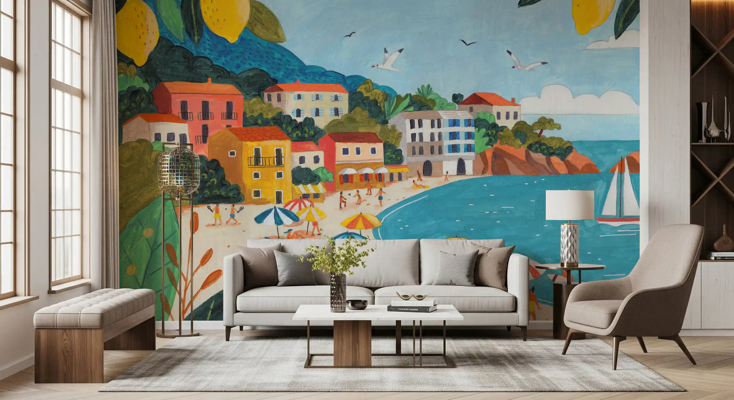 Mediterranean Coastline Escape Wall Mural