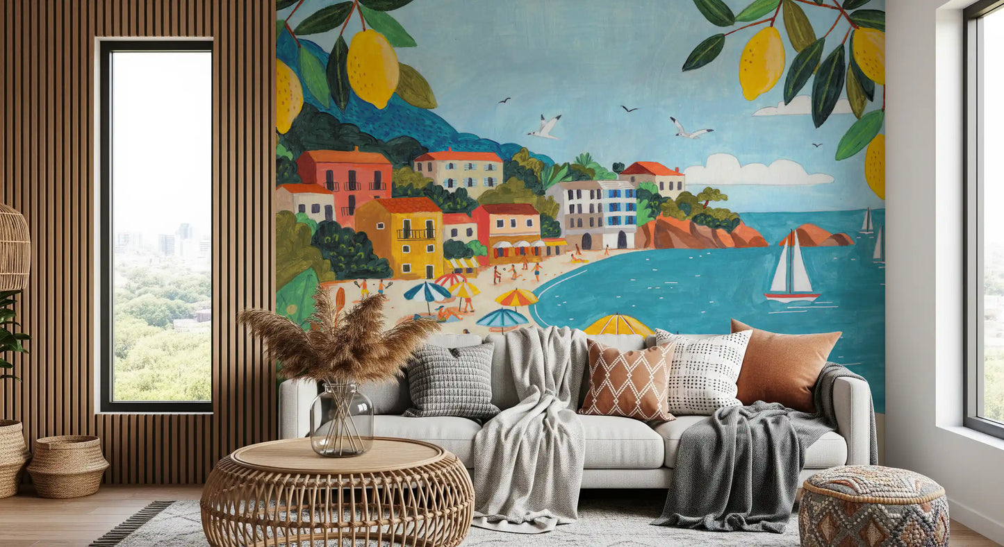 Mediterranean Coastline Escape Wall Mural
