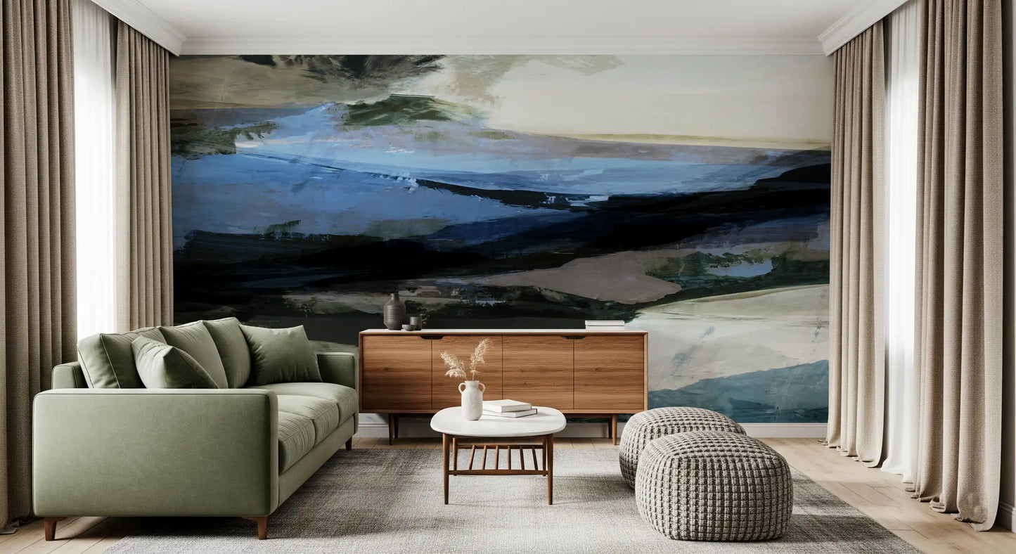 Abstract Horizon Brushstrokes Wall Mural