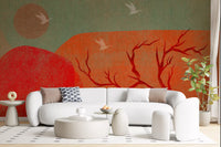 Abstract Painted Dusk Scenery Wall Mural