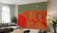 Abstract Painted Dusk Scenery Wall Mural