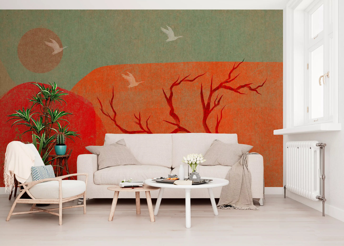 Abstract Painted Dusk Scenery Wall Mural
