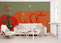 Abstract Painted Dusk Scenery Wall Mural
