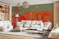 Abstract Painted Dusk Scenery Wall Mural