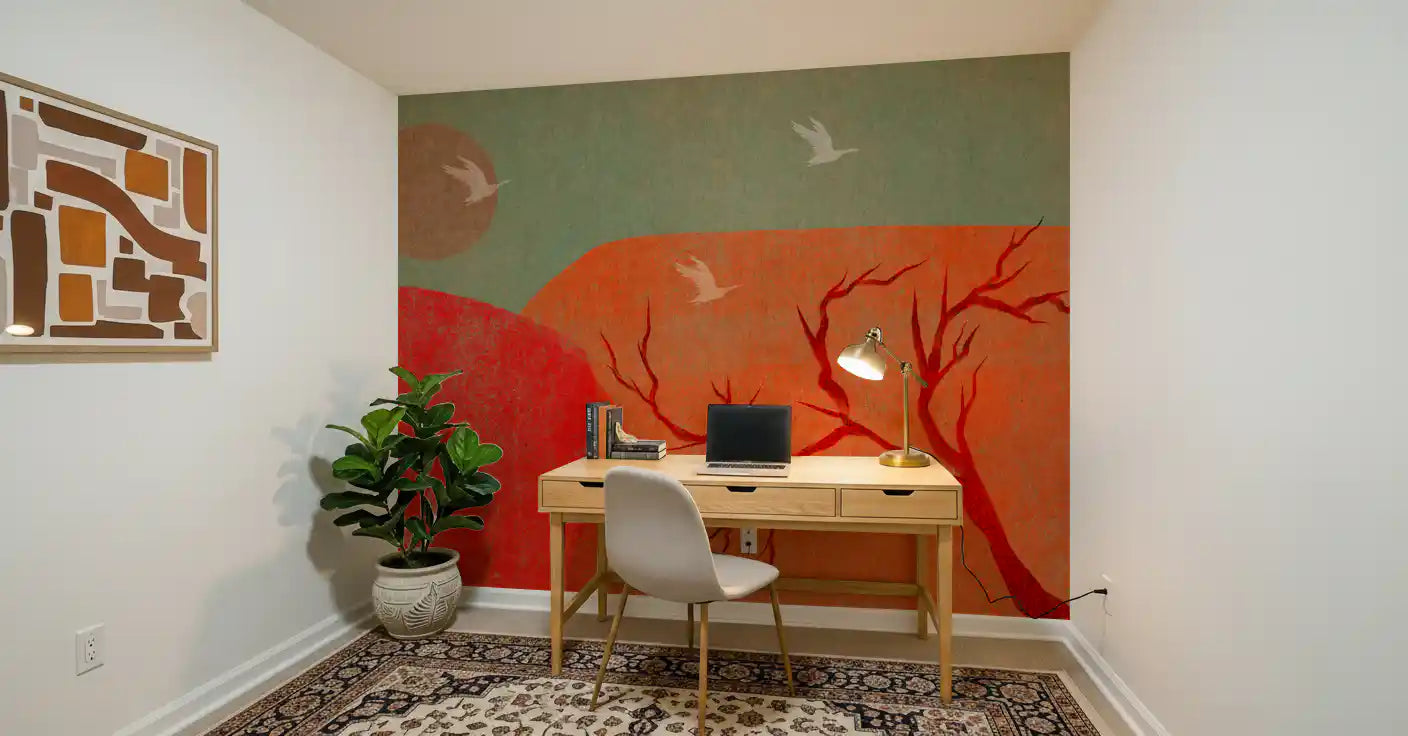 Abstract Painted Dusk Scenery Wall Mural