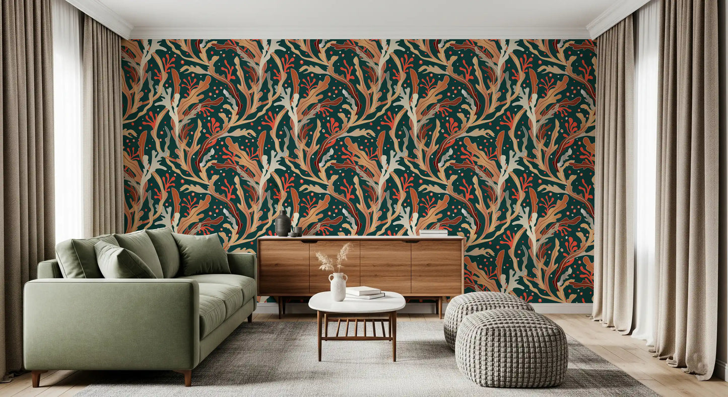 Abstract Seaweed Foliage Wallpaper⁠