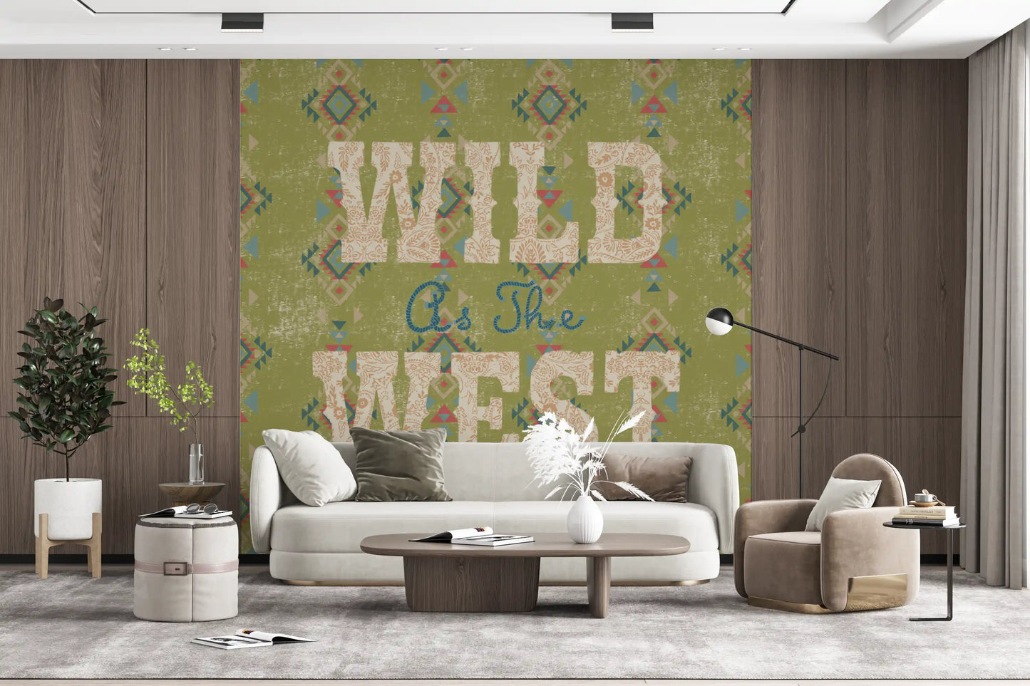 Western Folklore Script Pattern Wall Mural