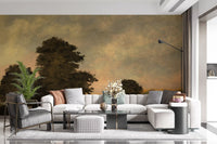 Rustic Sunset Forest Landscape Wall Mural