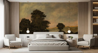 Rustic Sunset Forest Landscape Wall Mural