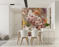 Rustic Golden Bloom Illustration Wall Mural