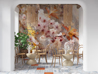 Rustic Golden Bloom Illustration Wall Mural