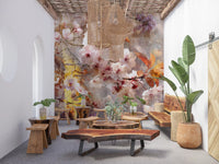 Rustic Golden Bloom Illustration Wall Mural