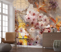 Rustic Golden Bloom Illustration Wall Mural