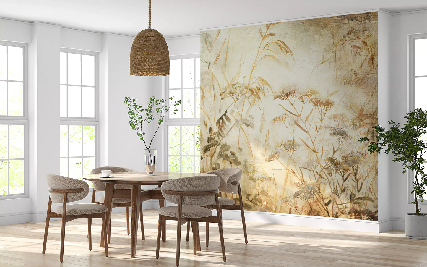 Golden Meadow Botanical Study Wall Mural