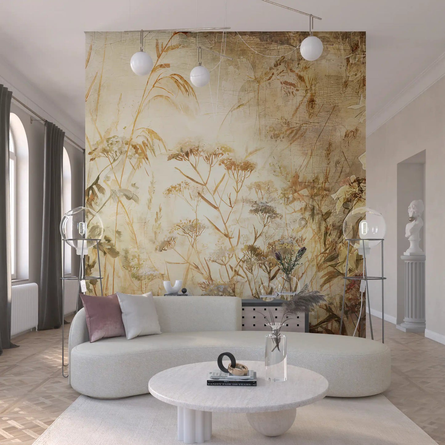 Golden Meadow Botanical Study Wall Mural