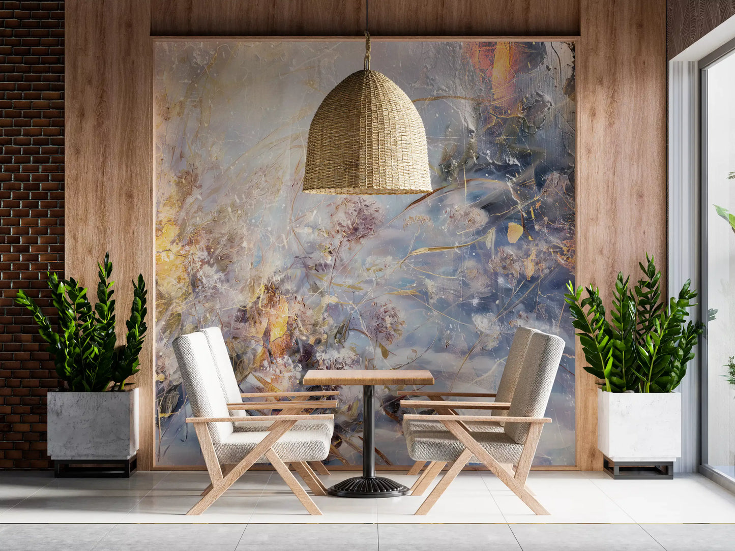 Misty Morning Botanical Wash Wall Mural