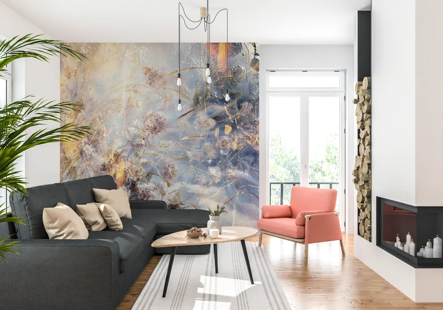Misty Morning Botanical Wash Wall Mural